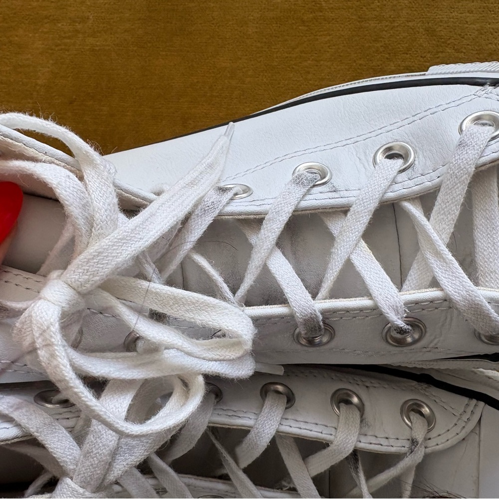 Leather Converse Chuck Taylor All Star Platform High Top Sneakers - White - Picture 10 of 12